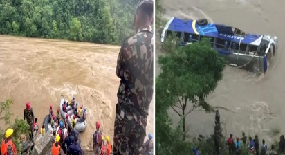 नेपाल में भूस्खलन से नदी में बह गई दो यात्री बसें, 50 लोगों की तलाश शुरू
